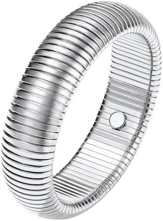 KeyStyle Bangle Bracelets for Women, Stainless Steel Stretch Bracelet Flexible Wide Link Chain Go... | Amazon (US)