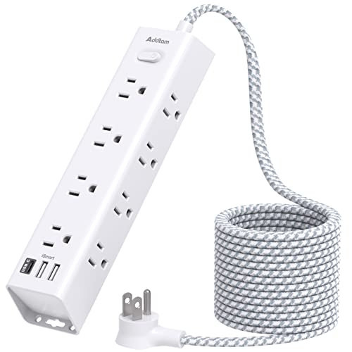 Surge Protector Power Strip - 10 FT Extension Cord, Power Strip with 12 Widely AC Outlet 3 USB, Flat Plug, Wall Mount Overload Protection, 1050J, Desk Charging Station for Home Office, ETL Listed | Amazon (US)