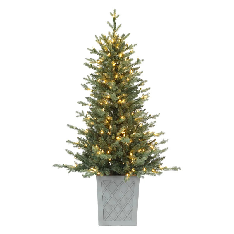 Haute Decor 4'6" H Green Realistic Spruce Artificial Christmas Tree with 200 LED Lights & Reviews... | Wayfair North America