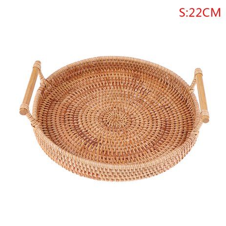 37YIMU Rattan Storage Tray Round Basket with Handle Wicker Bread Fruit Food Basket | Walmart (US)