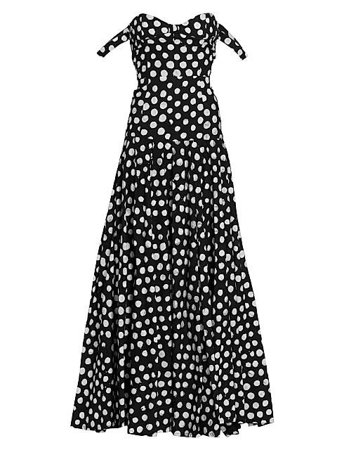 Polka Dots Off-The-Shoulder Evening Gown | Saks Fifth Avenue