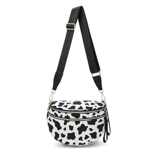 Emmafy GoFree -The RoomiestCrossbody for Women, Roomy Checkered Nylon Purse, Travel Hobo & Bum Bag, Black/White | Amazon (US)