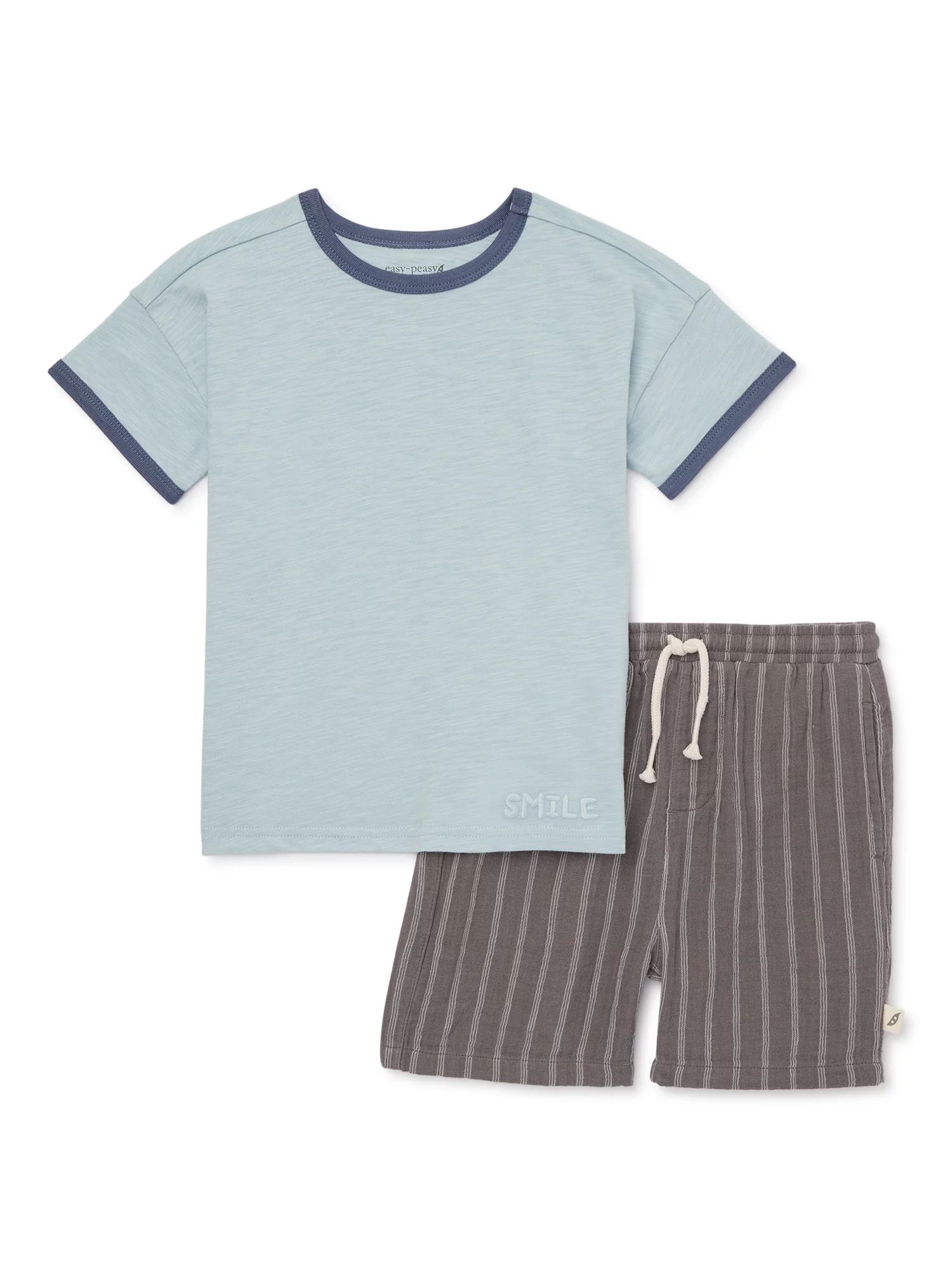 easy-peasy Toddler Boys Short Sleeve Tee and Shorts Outfit Set, 2-Piece, Sizes 12M-5T | Walmart (US)