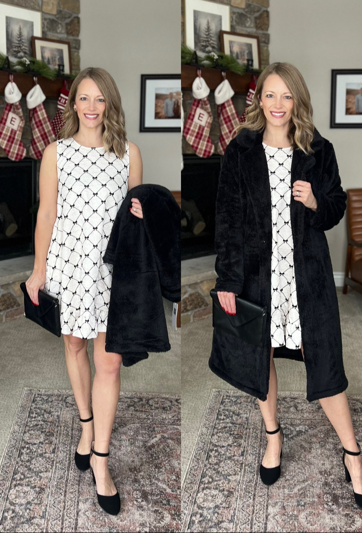 This bow dress is adorable and super comfortable. And OH MY this coat!! LOVE 

 #LTKHoliday #LTKSeasonal #LTKOver40