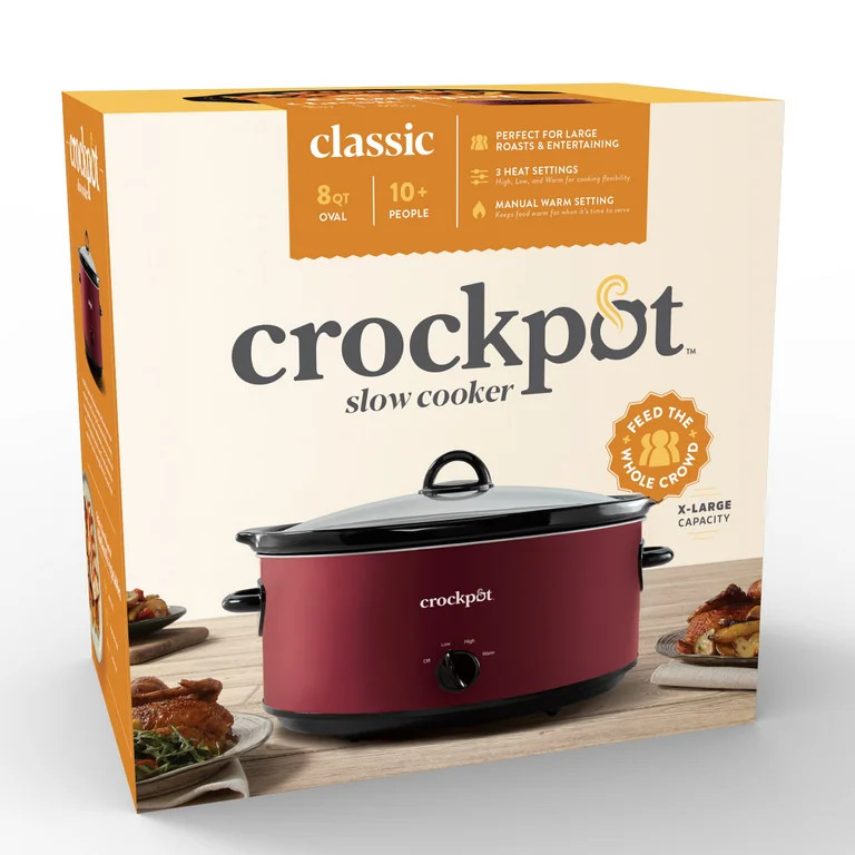 Crock-Pot 8-Quart Manual Slow Cooker, Rhubarb | Walmart (US)