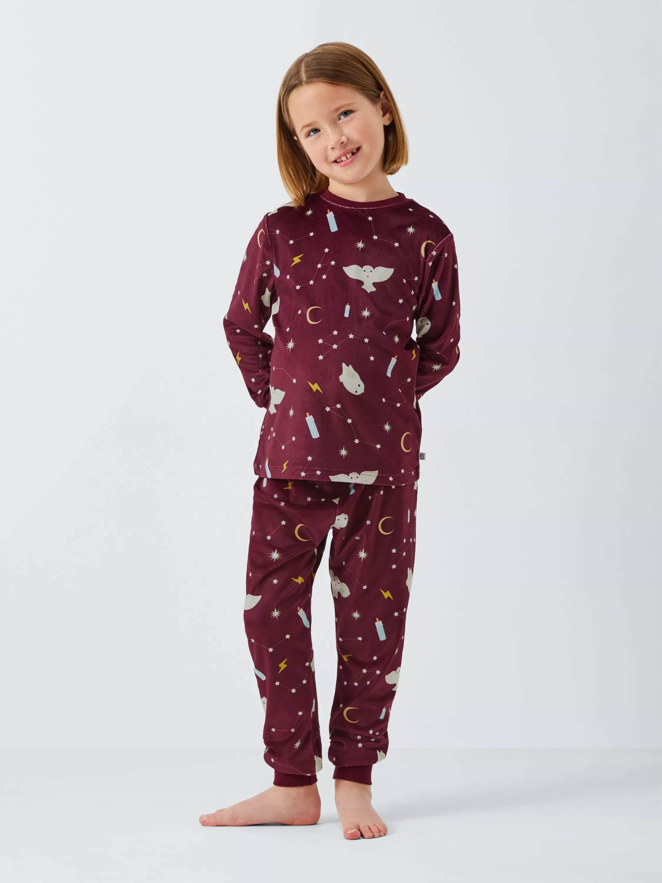 Brand Threads Kids' Fleece Harry Potter Pyjamas, Pomegranate | John Lewis (UK)