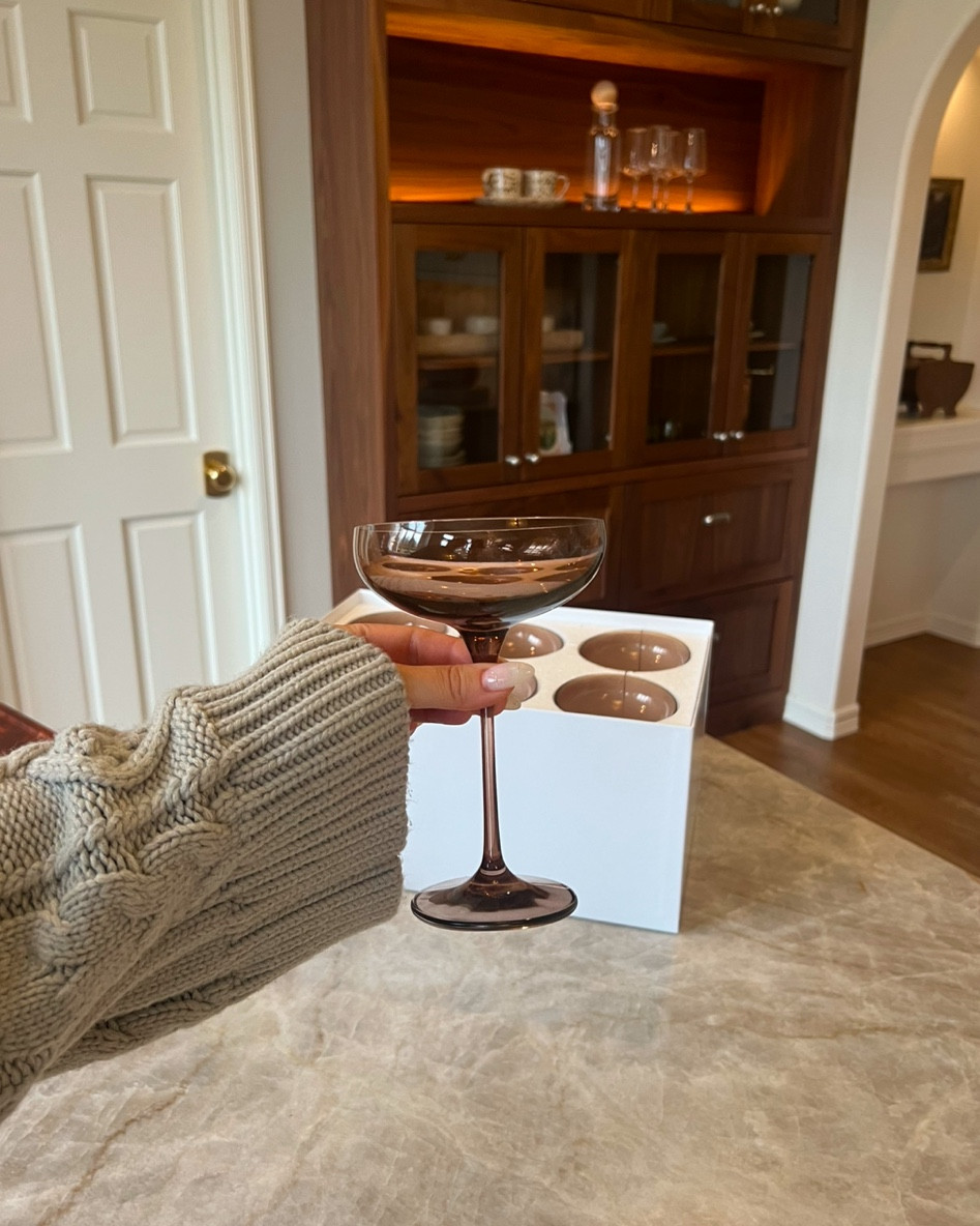 Obsessed w these gorgeous glasses!! Perfect Smokey brown stemware for the hutch and mocktails 

#LTKHome