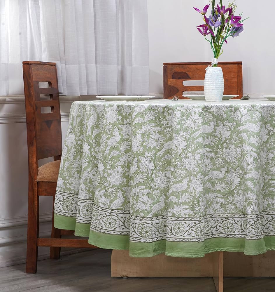 CPC Round Tablecloth- Indian Block Print Tablecloth -Handmade Printed Washable Cotton Table Cloth... | Amazon (US)