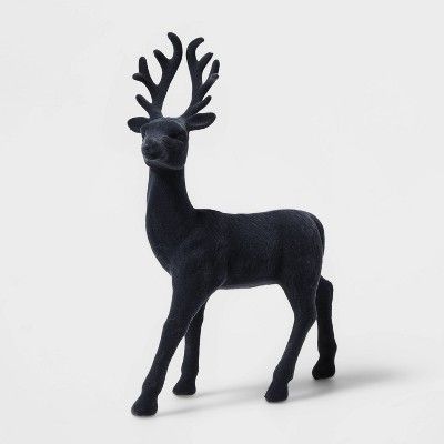 12&#34; Flocked Deer Decorative Figurine Charcoal - Wondershop&#8482; | Target