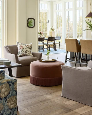 Wilhelmina Slipcover Swivel Lounge Chair Wovens/Ash Windowpane Wovens | McGee & Co. (US)