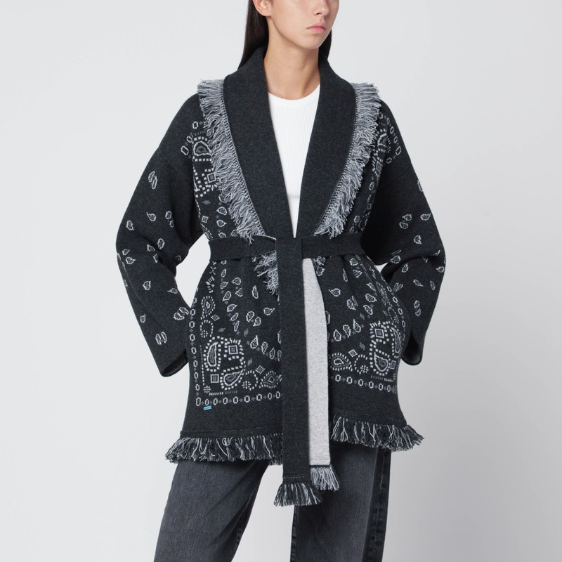 Dark grey Bandana Jacquard cardigan | The Double F