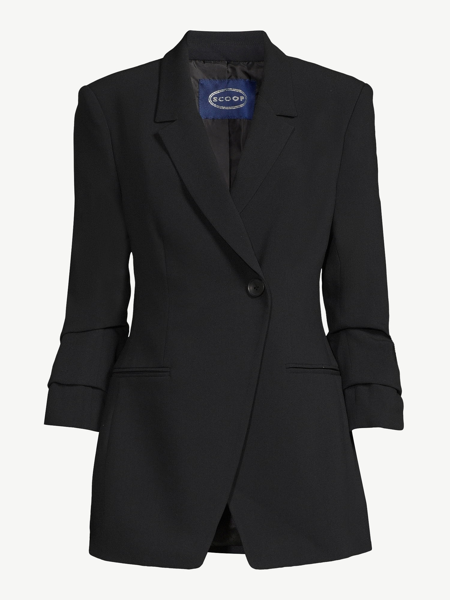 Scoop Women's Scrunch Sleeve Relaxed One Button Blazer, Sizes XS-XXL | Walmart (US)