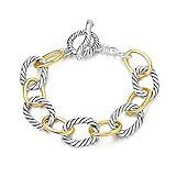 UNY Bracelet Designer Brand Inspired Antique Women Jewelry Cable Wire Vintage Valentine (2 Tone) | Amazon (US)
