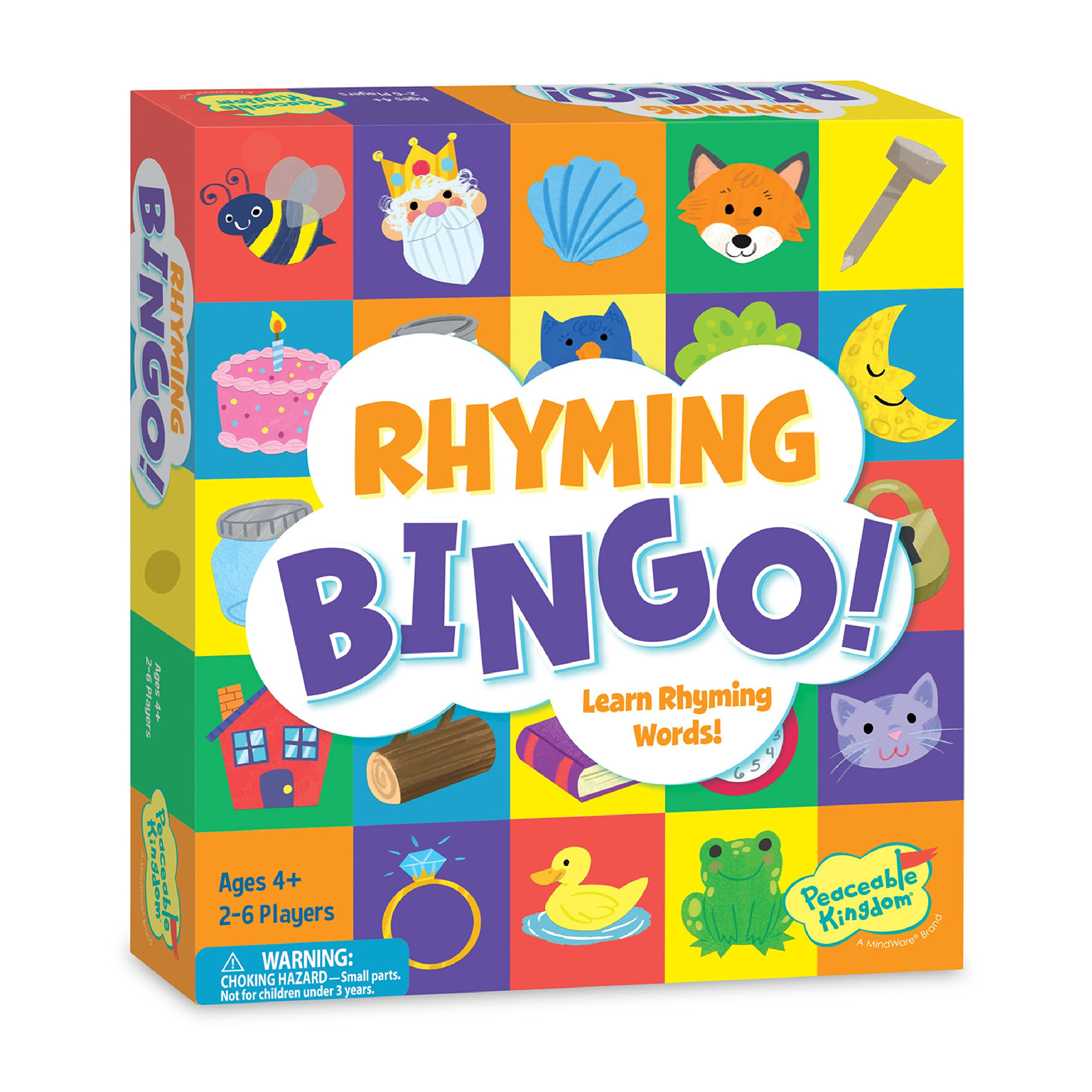 Peaceable Kingdom Rhyming Bingo! Educational Board Game for Kids - 6 Double-Sided Playing Boards ... | Amazon (US)
