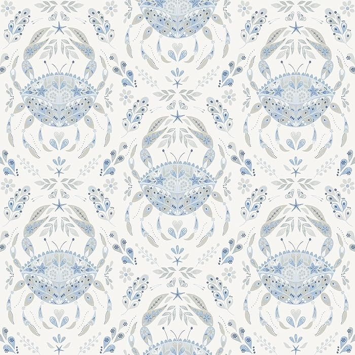 NuWallpaper Blue Shellby Peel & Stick Wallpaper | Amazon (US)