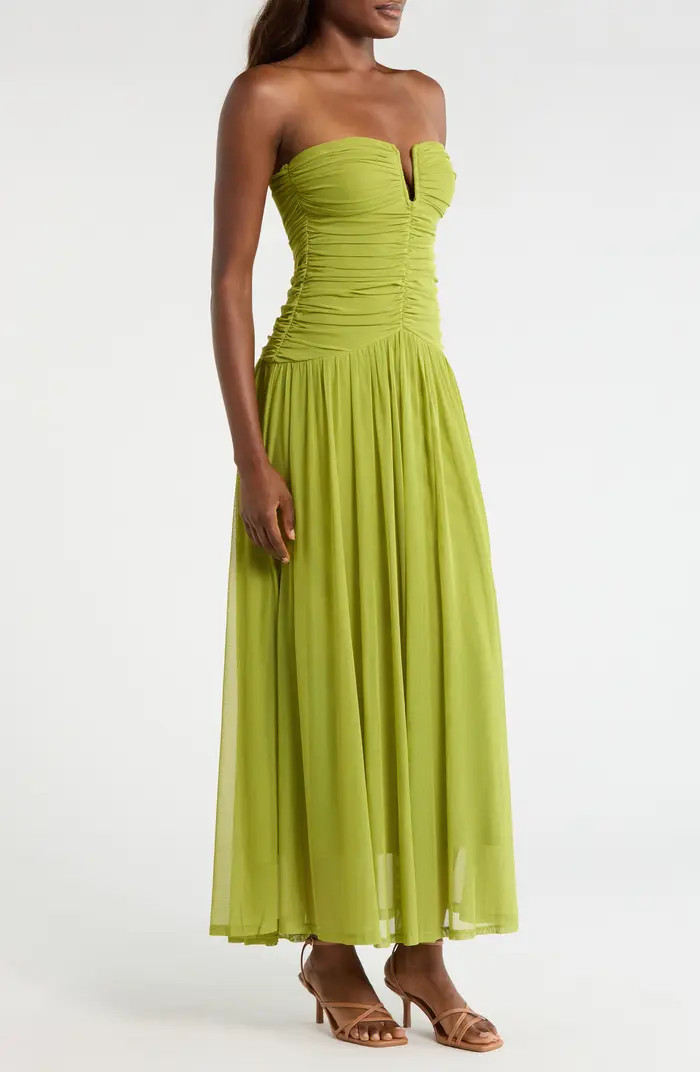 Beverly Ruched Strapless Chiffon Maxi Dress | Nordstrom