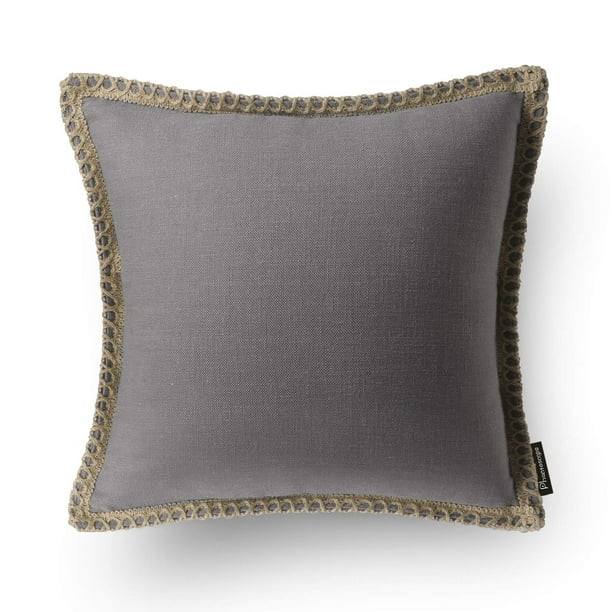 Phantoscope Linen Trimmed Farmhouse Series Decorative Throw Pillow, 22" x 22", Gray, 1 Pack - Wal... | Walmart (US)