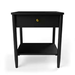 Brookside Eden 1-Drawer Black Classic Wood Nightstand 23 in. H x 20 in. W x 18.5 in. D BS0005ENT2... | The Home Depot