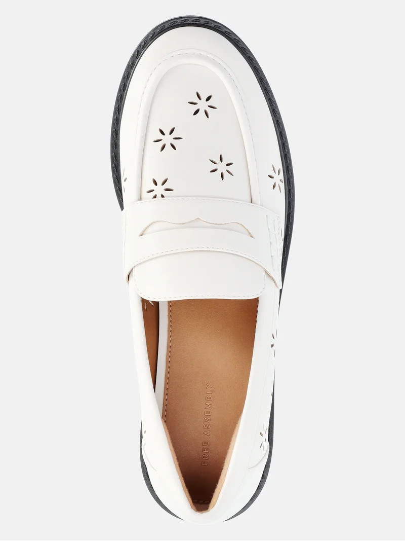Free Assembly Women's Faux Leather Cut Out Loafers | Walmart (US)