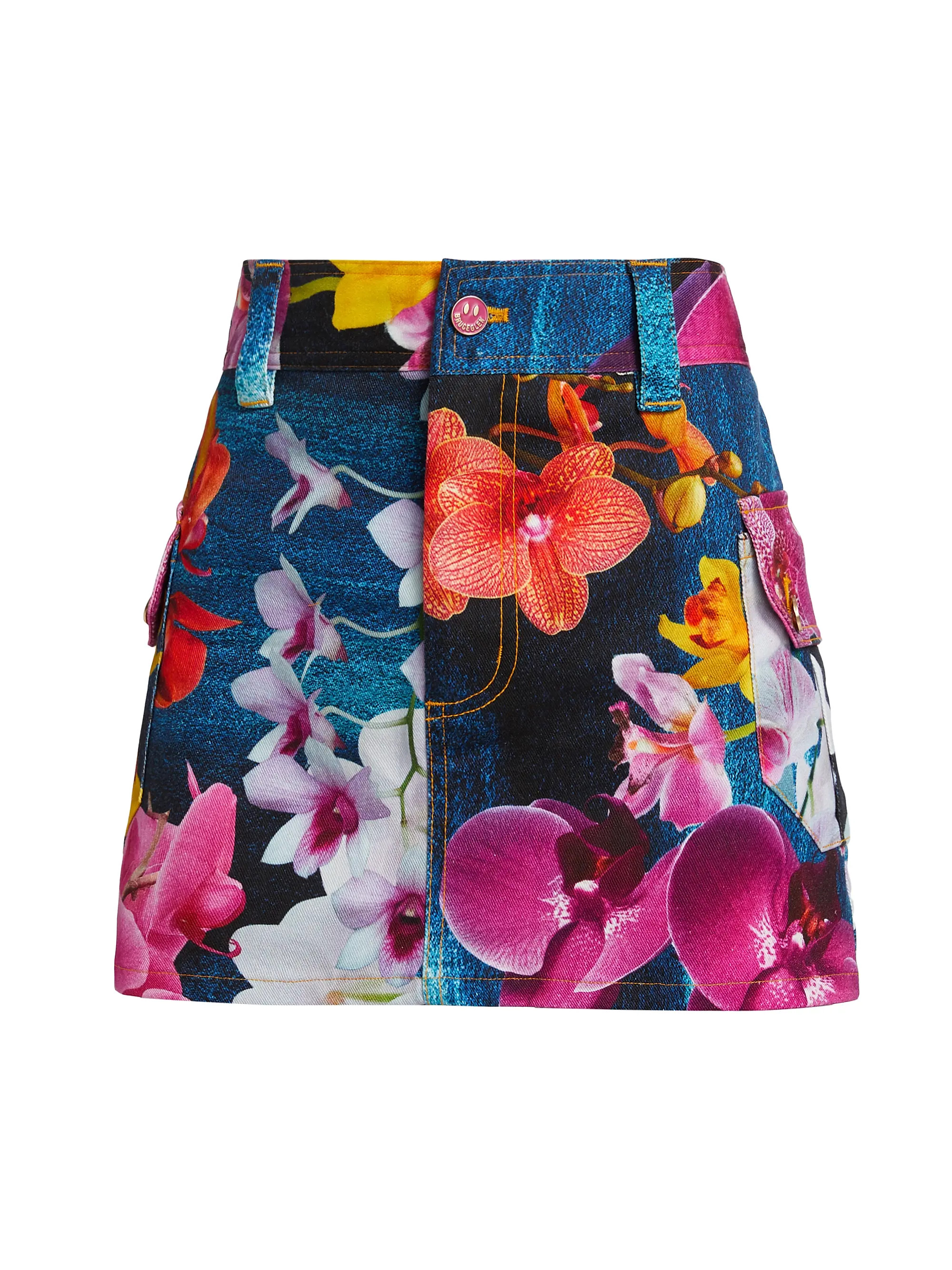 Orchid Floral Denim Cargo Miniskirt | Saks Fifth Avenue