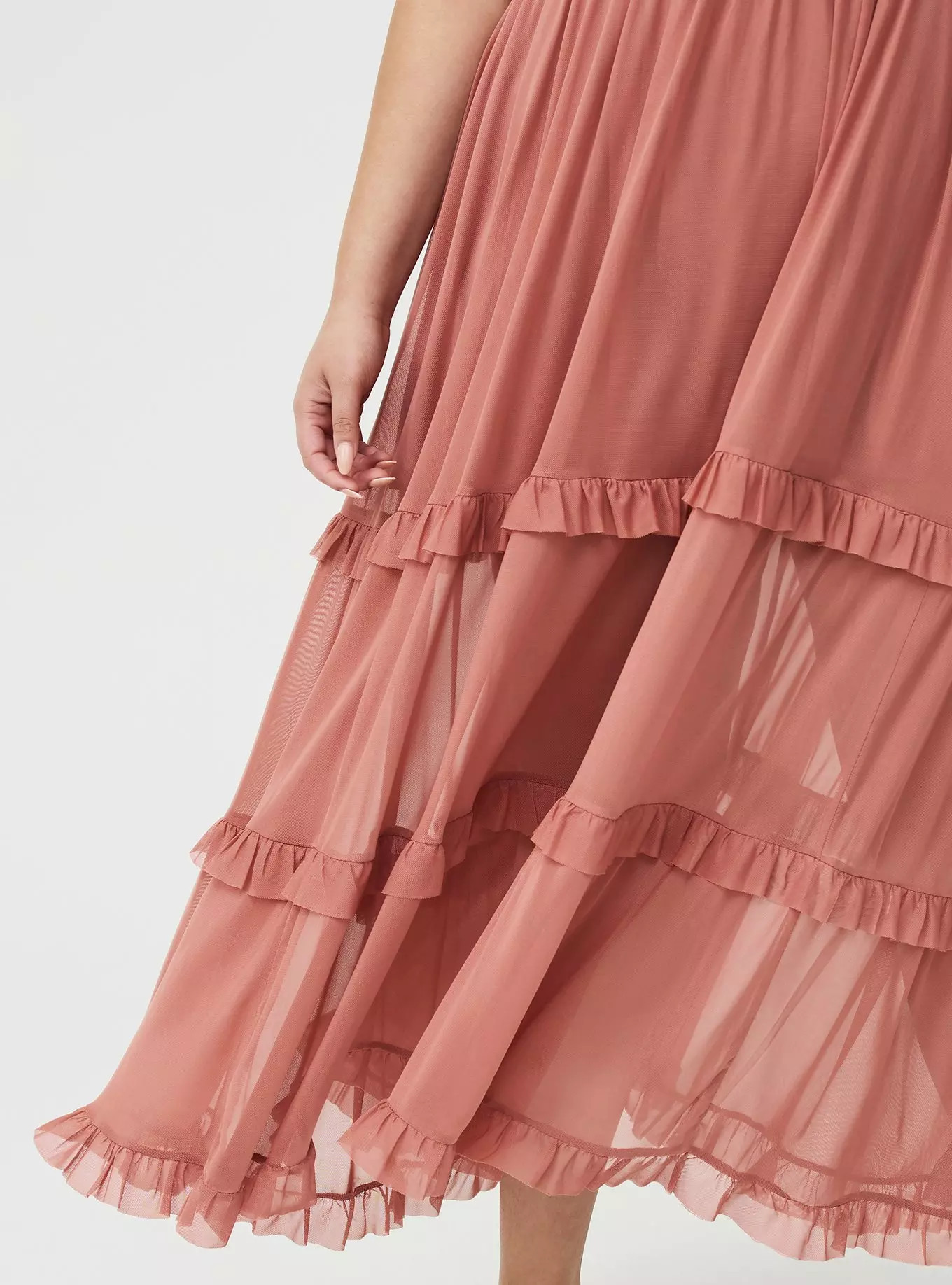 Mesh V-Neck Tiered Maxi Dress | Torrid (US & Canada)