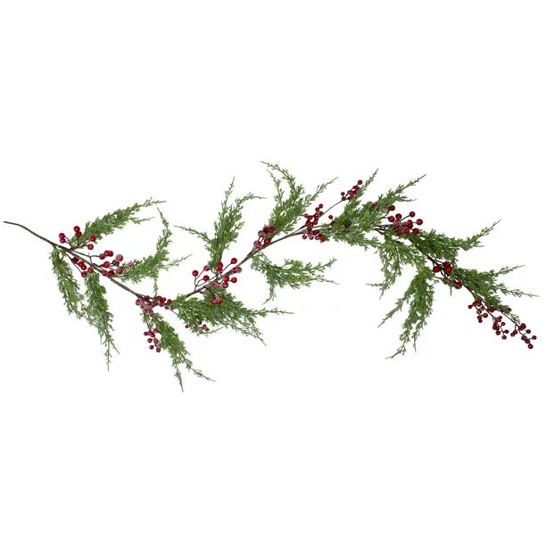 5' x 8" Frosted Red Berry Artificial Christmas Garland- Unlit | Walmart (US)