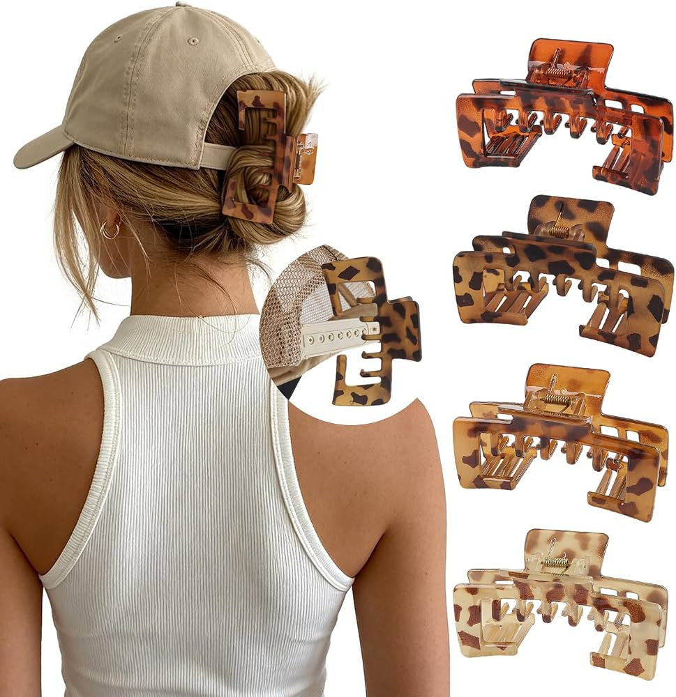 Hat-Friendly Claw Clips for Baseball Caps - Trucker Hat Hair Claw for Women,Non Slip Strong Hold ... | Amazon (US)