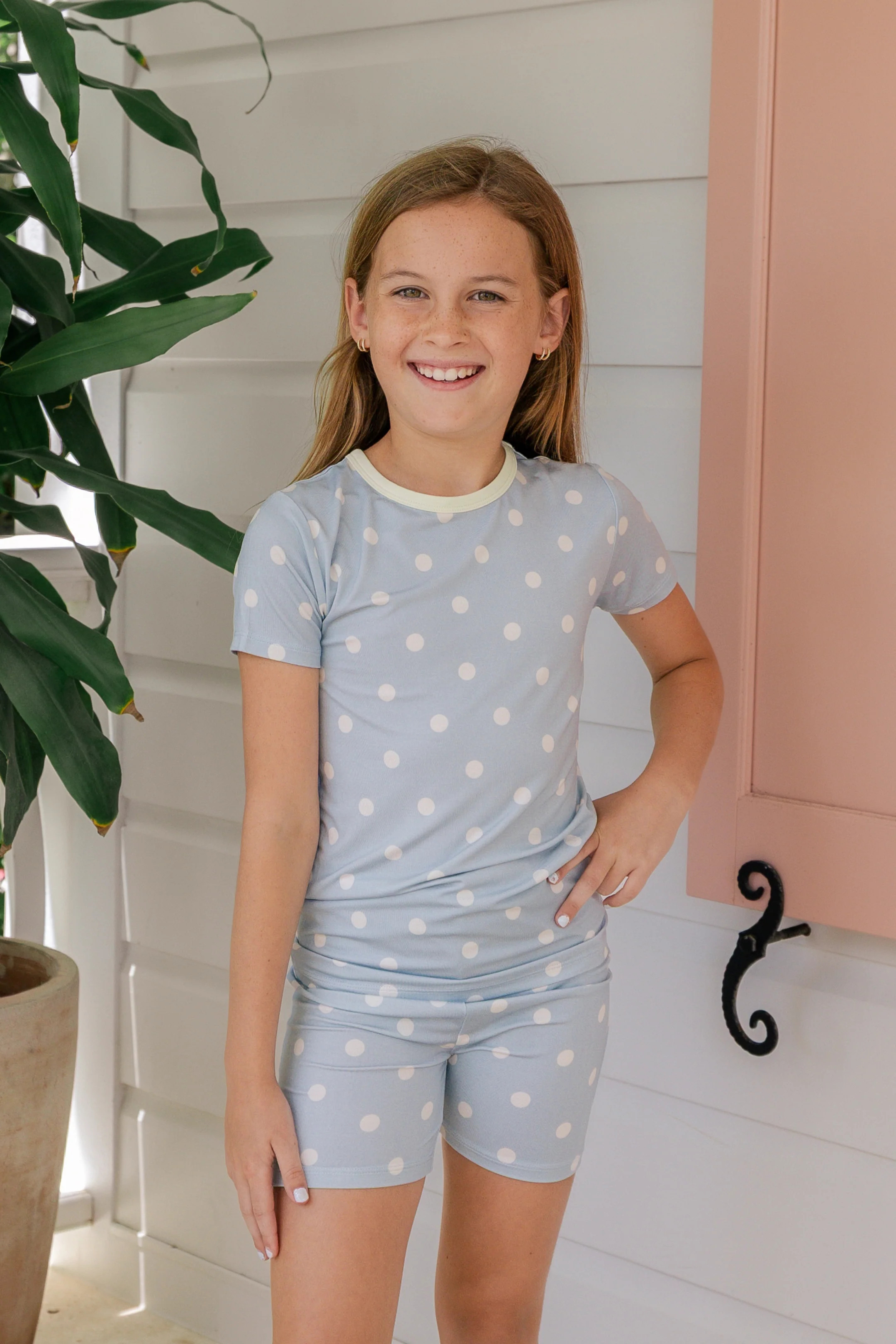 Sea Blue Polka Dot Two Piece Short Set | Soft Kids Sleepwear | In My Jammers | In My Jammers