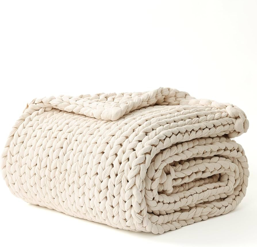 YnM Cotton Weighted Blanket, Handmade Chunky Knitted Design, Soft and Cozy, Temperature Regulatin... | Amazon (US)