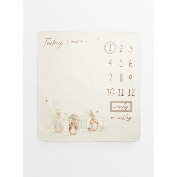 Peter Rabbit Cream Milestone Blanket One Size tuc143441680 | argos.co.uk