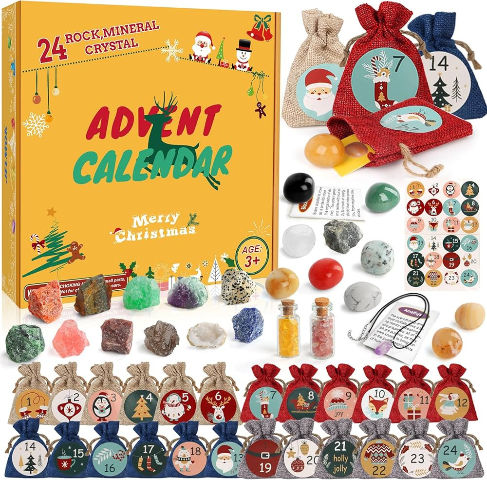 Advent Calendar 2023, 24 Days Natural Crystal Agate Stone Minerals & Fossils Gem Advent Calendars... | Amazon (CA)