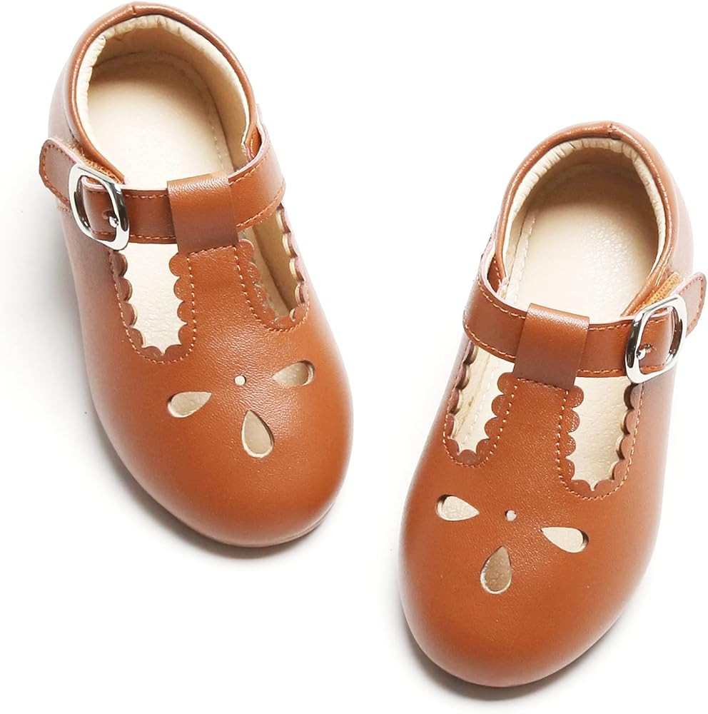 Kiderence Girls Flat Mary Jane Shoes Slip-on School Party Dress Ballerina Shoe (Toddler/Little Kids) | Amazon (US)
