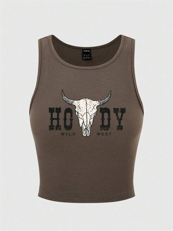 SHEIN Coolane Letter Graphic Crop Tank Top | SHEIN