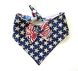 Tie On Snap Closure 2 in 1 Dog Cat Bandana Bow Stars Stripes Patriotic July 4th Red White Blue Petwe | Amazon (US)