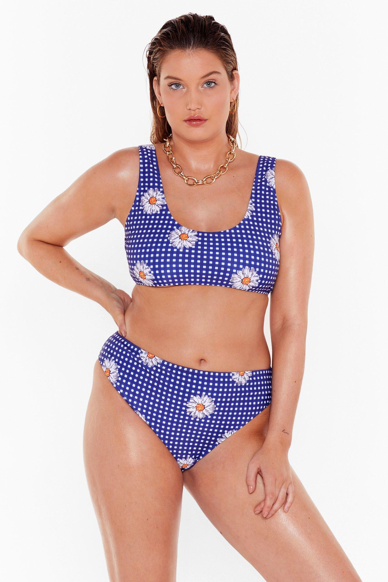 Womens Need Some H2-Grow Plus Gingham Bikini Bottoms - Navy | NastyGal (US & CA)