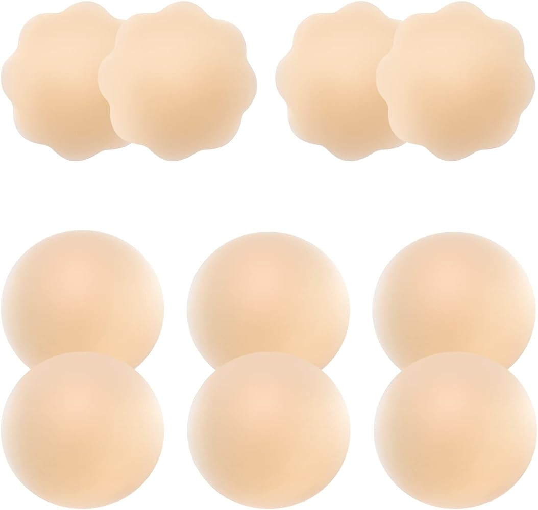 AMFLOWER 5 Pairs Nipple Covers, Invisible Nipple Covers for Women, Silicone Petals / Pasties Nipp... | Amazon (US)