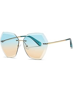 AEVOGUE Sunglasses For Women Oversized Rimless Diamond Cutting Lens Sun Glasses AE0534 | Amazon (US)