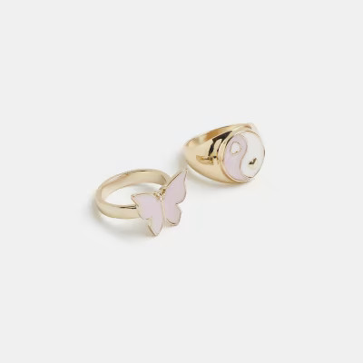 Gold enameled rings multipack | River Island (UK & IE)