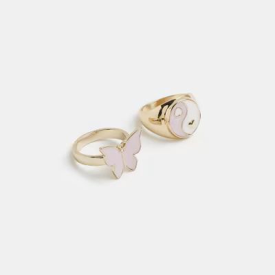 Gold enameled rings multipack | River Island (UK & IE)