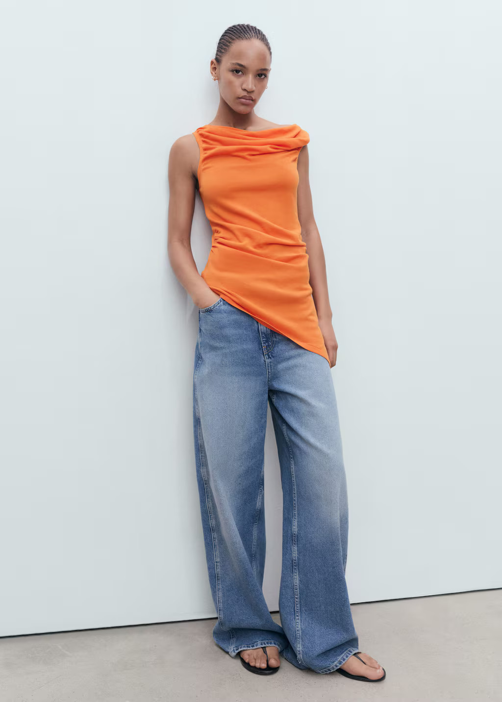Draped knitted top orange - Women - M - MANGO | Mango (US/MX/AU)