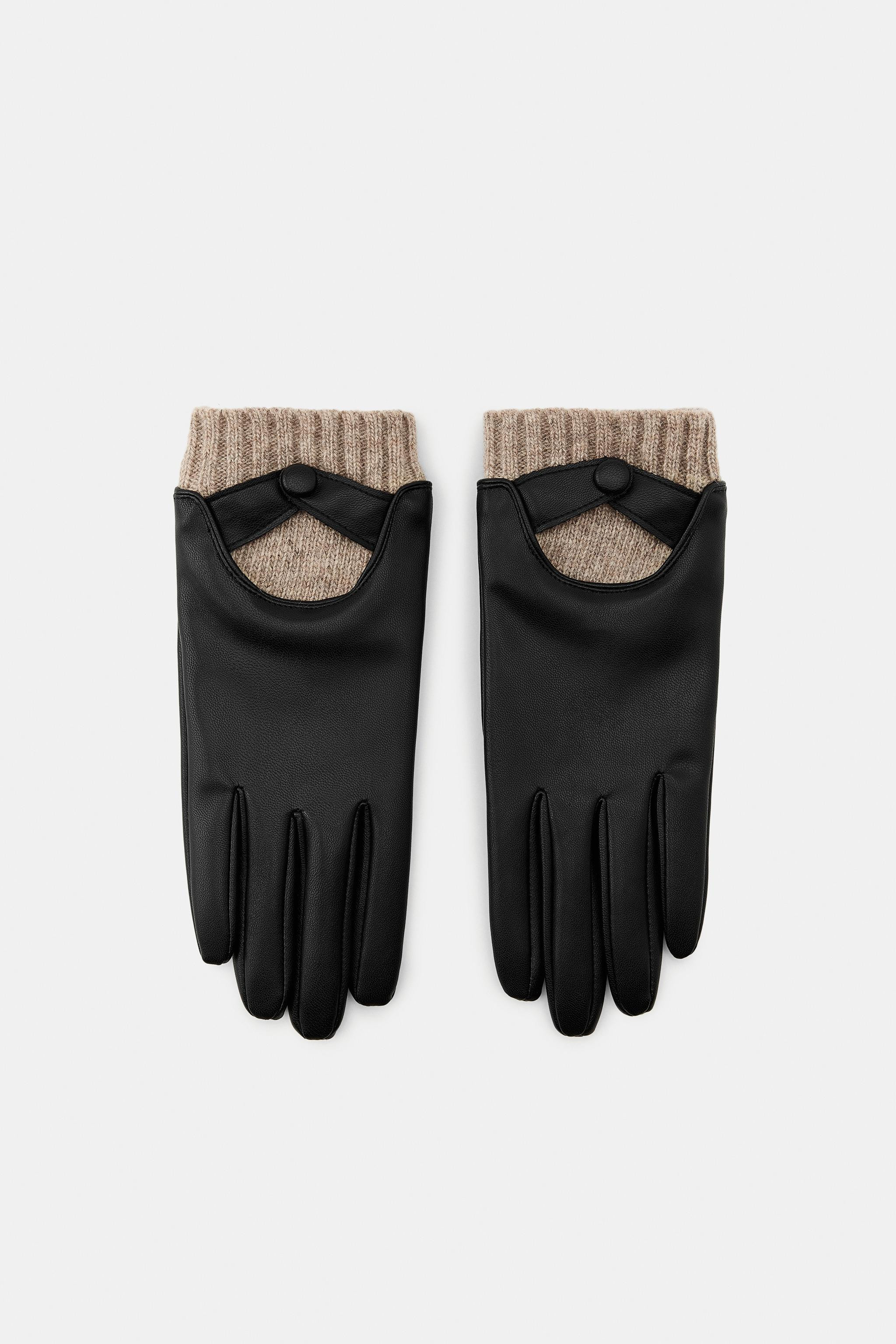 FAUX LEATHER GLOVES WITH WOOL | Zara US