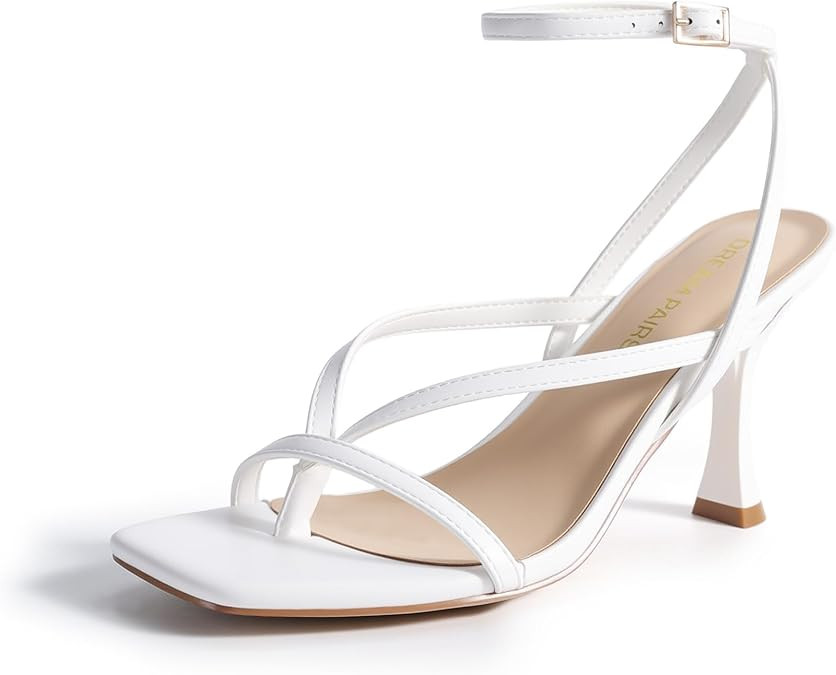 DREAM PAIRS Women's Low Kitten Heels Strappy Design with Lace Up Open Square Toe Thong Ankle Stra... | Amazon (US)