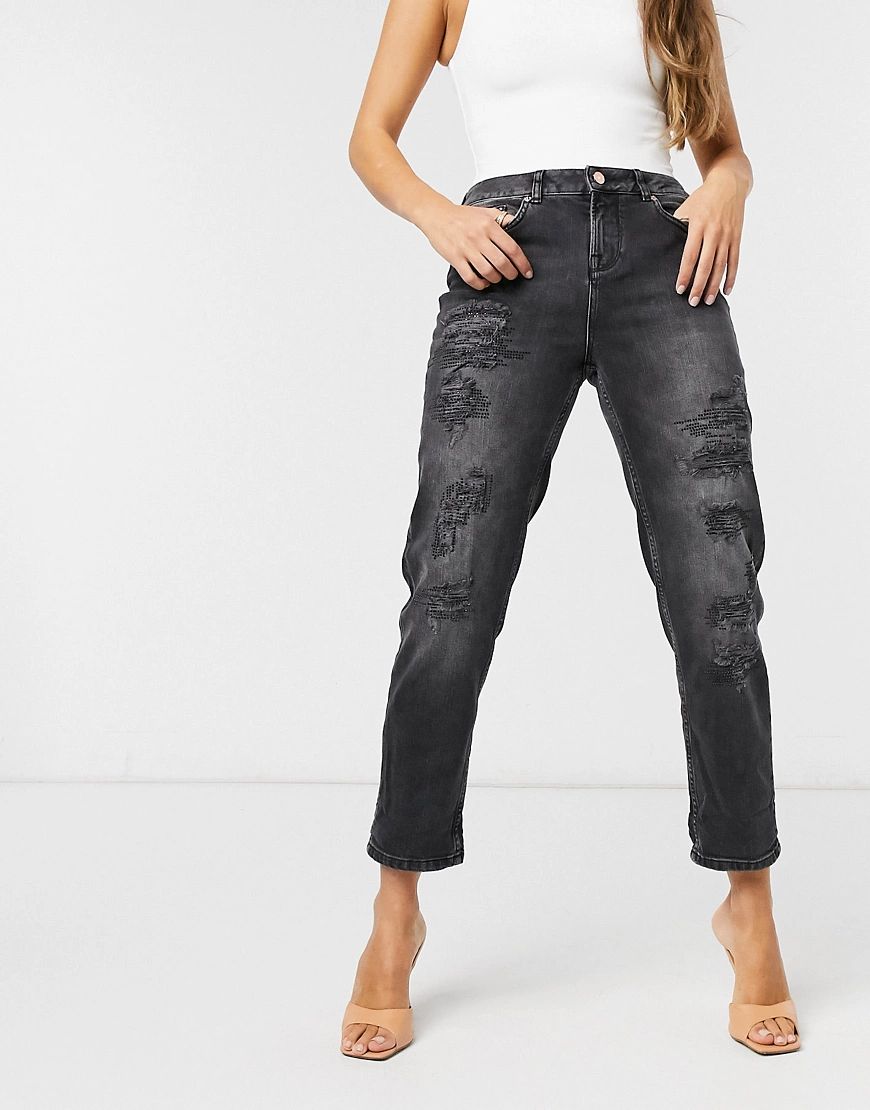 Ted Baker Hettey studded boyfriend jeans in black | ASOS (Global)