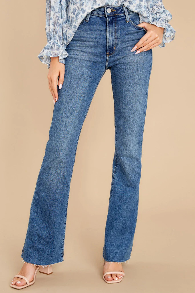 Ignore The Routine Medium Wash Flare Jeans | Red Dress 