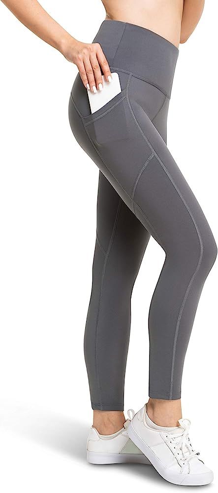 BROOKLYN + JAX Womens High Waist Leggings with 3 Pockets – Tummy Control Yoga Workout Pants –... | Amazon (US)