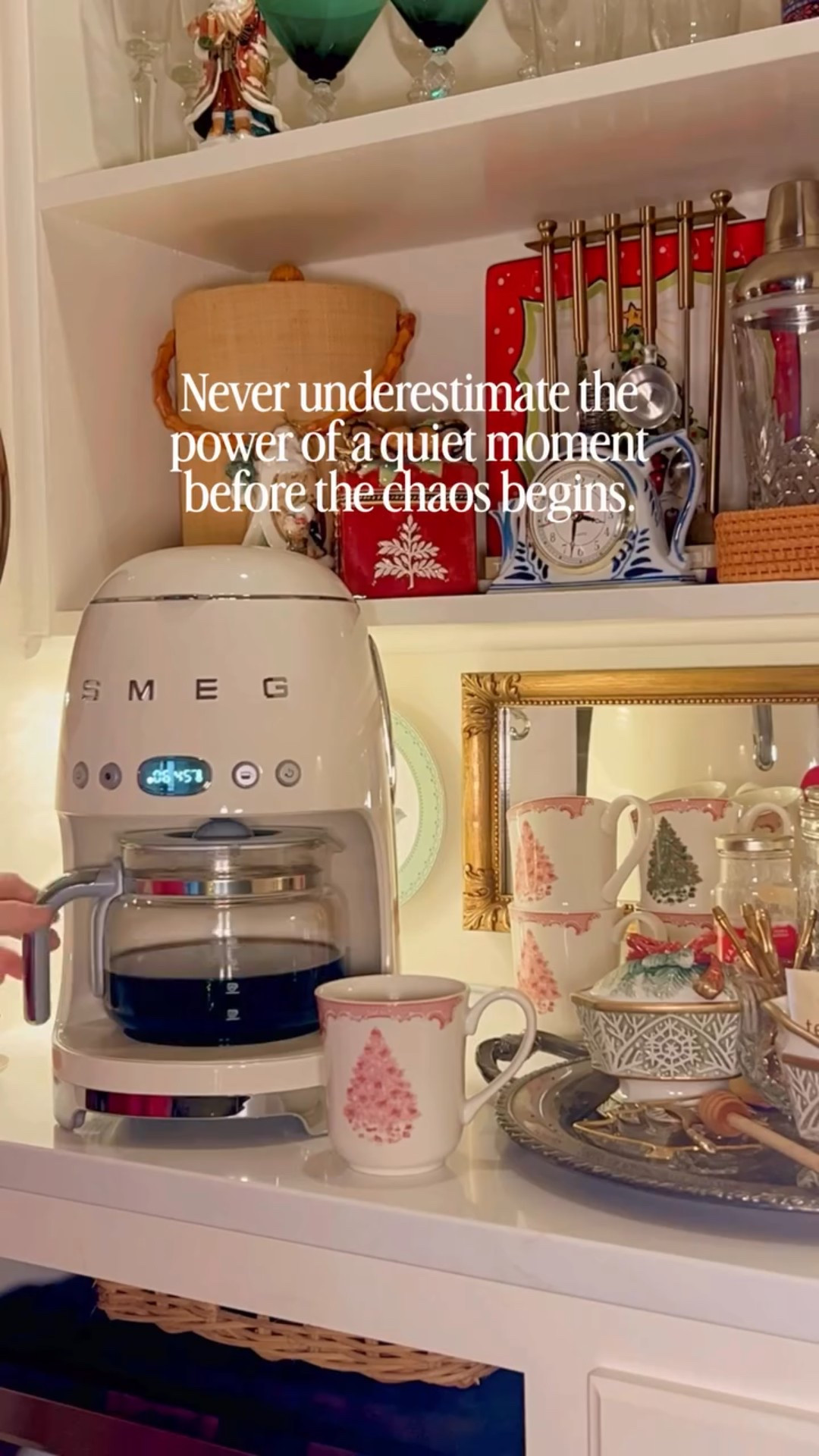 The night before Thanksgiving is really the calm before the season really takes off.

So tonight, before the timers start going off and the to-do lists take over, I’m pouring a cup of Christmas coffee in a sentimental mug and giving myself 60 seconds to breathe.

Because once tomorrow hits, we all know what happens. Family, food, travel, hosting, decorating, wrapping, gatherings, memories, a little exhaustion, and *a whole lot of joy.*

This tiny ritual anchors me before the busiest stretch of the year begins. It’s a bit of a reminder that even the most ordinary moments, like a quiet kitchen, a warm cup, and a familiar mug, can steady you for everything that’s ahead.

If you’re doing the same tonight… cheers to us.
 May tomorrow be full of gratitude and the rest of the season full of meaning. 
#storykeeperstyle 
•
•
•
•
•
•
•
Vintage Decor | Home Inspiration | Collected Home | Traditional Home | Sentimental Style | Curating Joy | The Sentimental Decorator | Joyful Rituals of Home | Sentimental Home | Homes with a Story

#sentimentalhome #thesentimentaldecorator #sentimentalstyle #meaningfulhomedecor