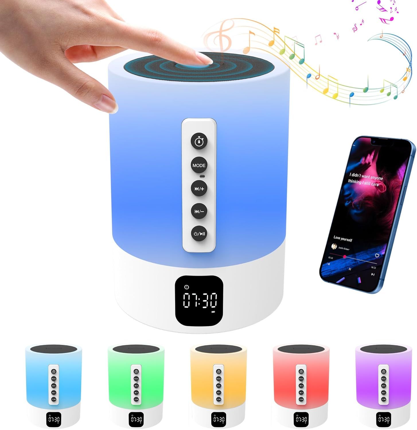 AFEXOA Night Light Bluetooth Speaker, Kids Alarm Clock with Sound Machine, 48 Colours Changing To... | Amazon (US)