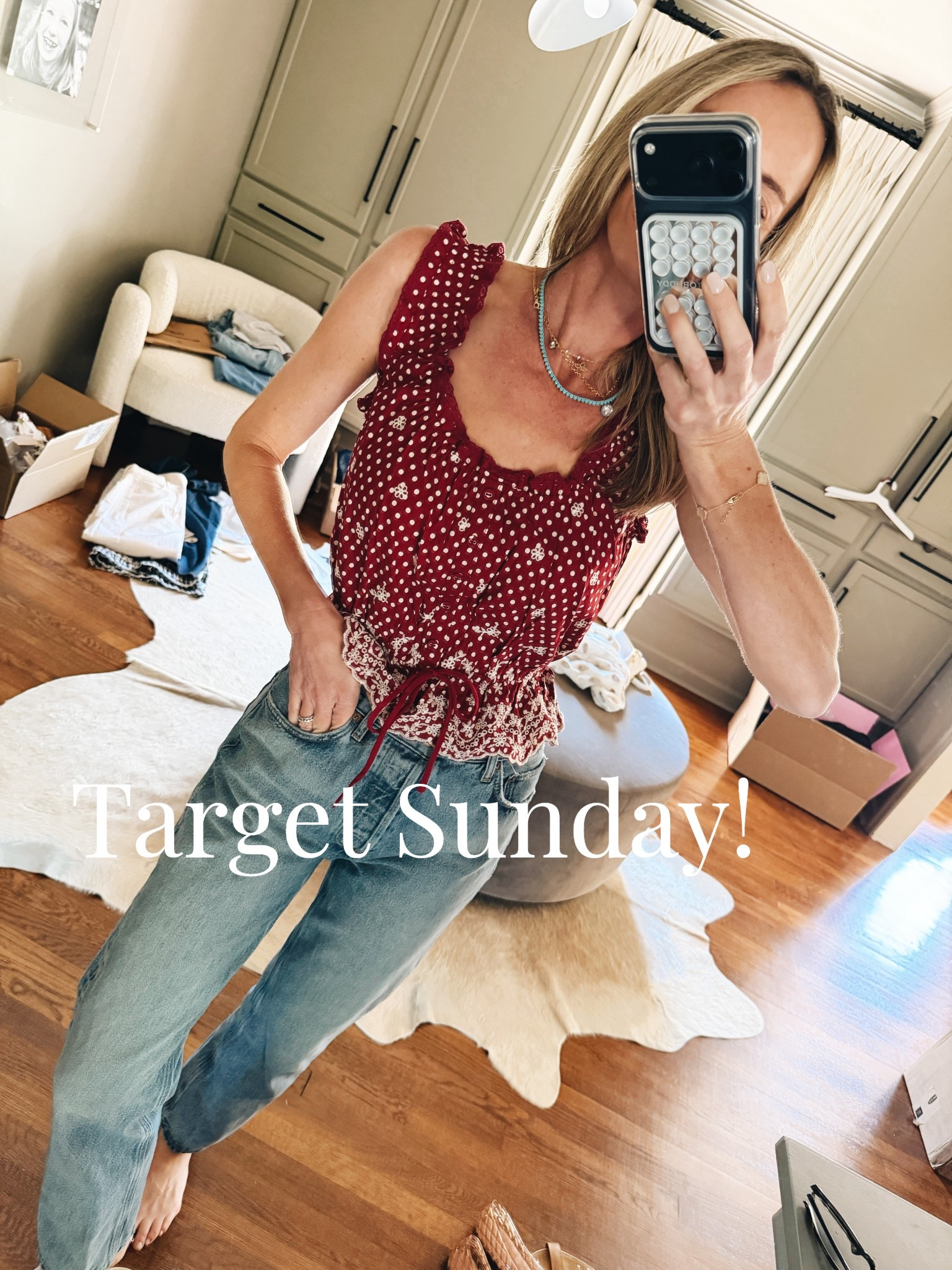 Size small in this adorable cotton eyelet top! It’s good! 