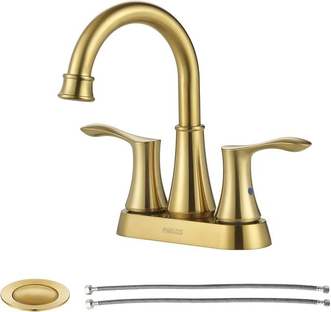 PARLOS Swivel Spout 2-Handle Bathroom Faucet Brushed Gold with Pop-up Drain & Supply Lines, Demet... | Amazon (US)