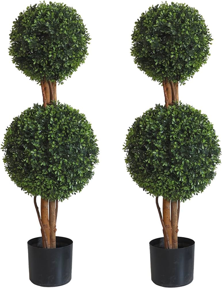 OAZALDA Lifelike Indoor&Outdoor use 3Ft Boxwood Double Ball Topiary Trees Faux Topiary Tree for P... | Amazon (US)